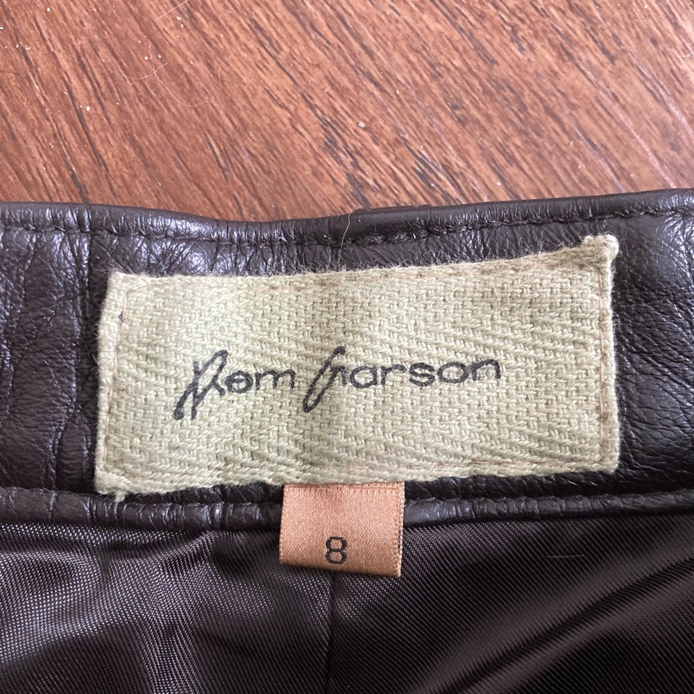 Rem Garson dark brown high rise leather pants - Picture 2 of 16